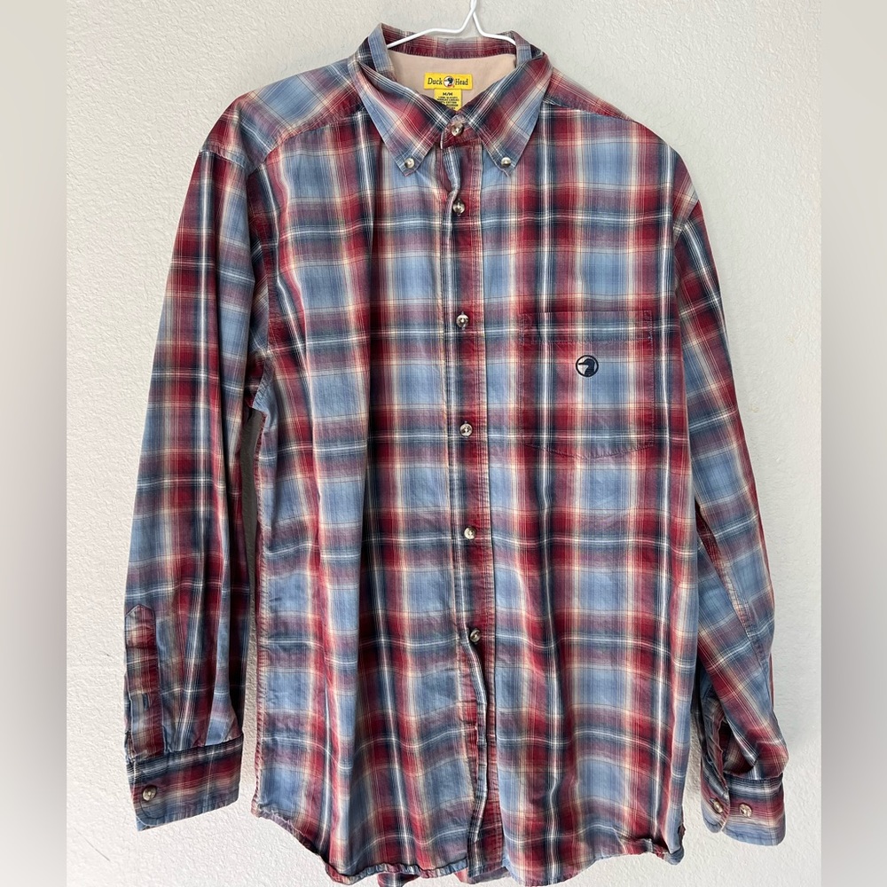 Vintage Duck Head Mens Size M Flannel Shirt Plaid Cotton Button Down